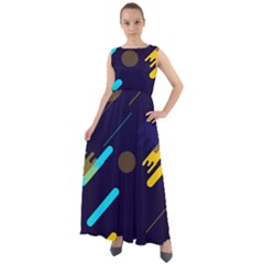Blue Background Geometric Abstrac Chiffon Mesh Boho Maxi Dress by nateshop