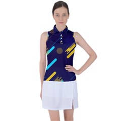 Blue Background Geometric Abstrac Women s Sleeveless Polo T-shirt by nateshop