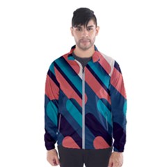 Blue Geometric Background, Abstract Lines Background Men s Windbreaker by nateshop