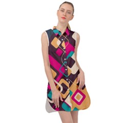 Colorful Abstract Background, Geometric Background Sleeveless Shirt Dress by nateshop