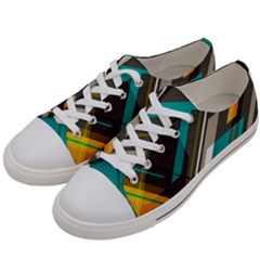 Material Design, Lines, Retro Abstract Art, Geometry Women s Low Top Canvas Sneakers by nateshop