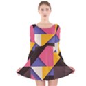 Retro Colorful Background, Geometric Abstraction Long Sleeve Velvet Skater Dress View1
