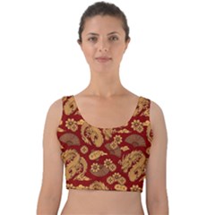 Vintage Dragon Chinese Red Amber Velvet Crop Top by DimSum