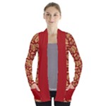 Vintage Dragon Chinese Red Amber Open Front Pocket Cardigan