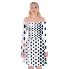 Honeycomb Hexagon Pattern Abstract Off Shoulder Skater Dress by Grandong