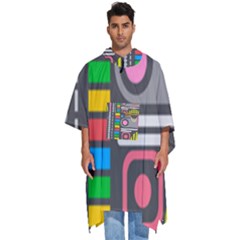 Pattern Geometric Abstract Colorful Arrows Lines Circles Triangles Men s Hooded Rain Ponchos