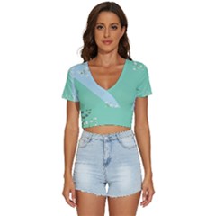 Flower Branch Corolla Wreath Lease V-neck Crop Top by Grandong