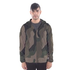 Camo, Abstract, Beige, Black, Brown Military, Mixed, Olive Men s Hooded Windbreaker by nateshop
