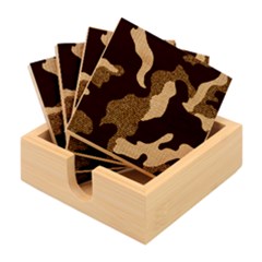 Camo, Abstract, Beige, Black, Brown Military, Mixed, Olive Bamboo Coaster Set by nateshop
