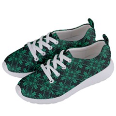 Green Damask Pattern Vintage Floral Pattern, Green Vintage Women s Lightweight Sports Shoes by nateshop
