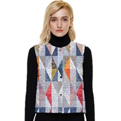 Mosaic, Colorful, Rhombuses, Pattern, Geometry Women s Button Up Puffer Vest by nateshop