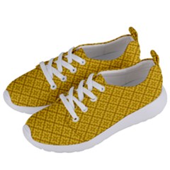 Yellow Floral Pattern Vintage Pattern, Yellow Background Women s Lightweight Sports Shoes by nateshop