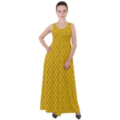 Yellow Floral Pattern Vintage Pattern, Yellow Background Empire Waist Velour Maxi Dress by nateshop