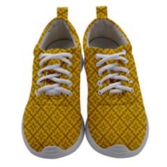 Yellow Floral Pattern Vintage Pattern, Yellow Background Women Athletic Shoes by nateshop