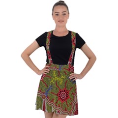 Authentic Aboriginal Art - Connections Velvet Suspender Skater Skirt