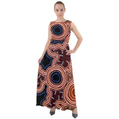 Authentic Aboriginal Art - Pathways Chiffon Mesh Boho Maxi Dress by hogartharts