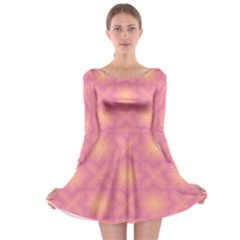 Fuzzy Peach Aurora Pink Stars Long Sleeve Skater Dress by PatternSalad