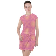 Fuzzy Peach Aurora Pink Stars Drawstring Hooded Dress by PatternSalad