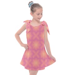 Fuzzy Peach Aurora Pink Stars Kids  Tie Up Tunic Dress by PatternSalad