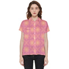 Fuzzy Peach Aurora Pink Stars Short Sleeve Pocket Shirt by PatternSalad