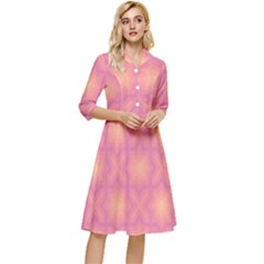 Fuzzy Peach Aurora Pink Stars Classy Knee Length Dress by PatternSalad
