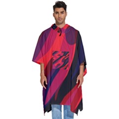 Abstract Fire Flames Grunge Art, Creative Men s Hooded Rain Ponchos by nateshop