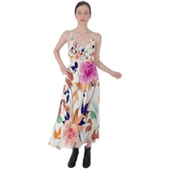 Abstract Floral Background Tie Back Maxi Dress by nateshop