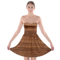 Brown Wooden Texture Strapless Bra Top Dress by nateshop