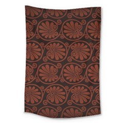 Brown Floral Pattern Floral Greek Ornaments Large Tapestry by nateshop