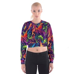 Colorful Floral Patterns, Abstract Floral Background Cropped Sweatshirt by nateshop
