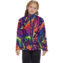 Colorful Floral Patterns, Abstract Floral Background Kids  Puffer Bubble Jacket Coat by nateshop