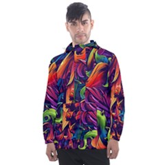 Colorful Floral Patterns, Abstract Floral Background Men s Front Pocket Pullover Windbreaker by nateshop