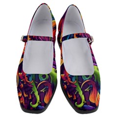 Colorful Floral Patterns, Abstract Floral Background Women s Mary Jane Shoes by nateshop