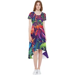 Colorful Floral Patterns, Abstract Floral Background High Low Boho Dress by nateshop