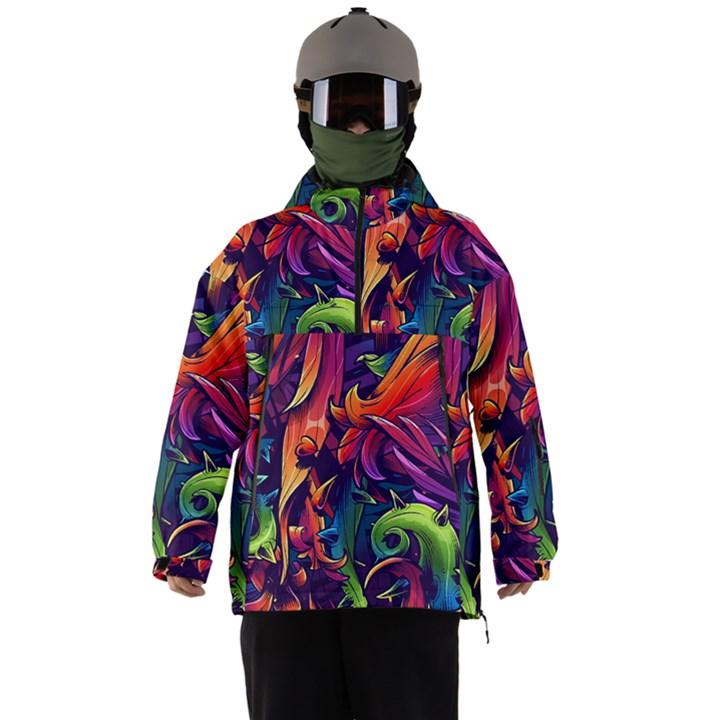 Colorful Floral Patterns, Abstract Floral Background Men s Ski and Snowboard Jacket