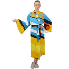Colorful Paint Strokes Maxi Velvet Kimono by nateshop