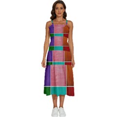 Colorful Squares, Abstract, Art, Background Sleeveless Shoulder Straps Boho Dress by nateshop