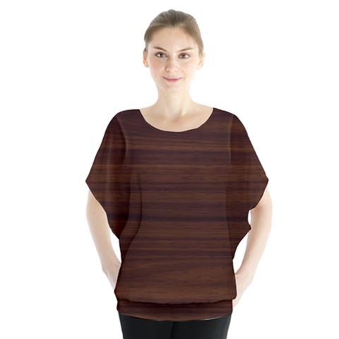 Dark Brown Wood Texture, Cherry Wood Texture, Wooden Batwing Chiffon Blouse by nateshop