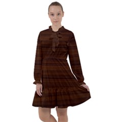 Dark Brown Wood Texture, Cherry Wood Texture, Wooden All Frills Chiffon Dress by nateshop