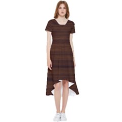 Dark Brown Wood Texture, Cherry Wood Texture, Wooden High Low Boho Dress by nateshop