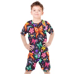 Floral Butterflies Kids  T-shirt And Shorts Set by nateshop