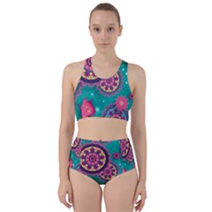 Floral Pattern, Abstract, Colorful, Flow Racer Back Bikini Set by nateshop