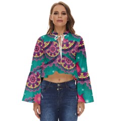 Floral Pattern, Abstract, Colorful, Flow Boho Long Bell Sleeve Top by nateshop