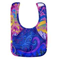 Blue And Purple Mountain Painting Psychedelic Colorful Lines Baby Bib by Bedest