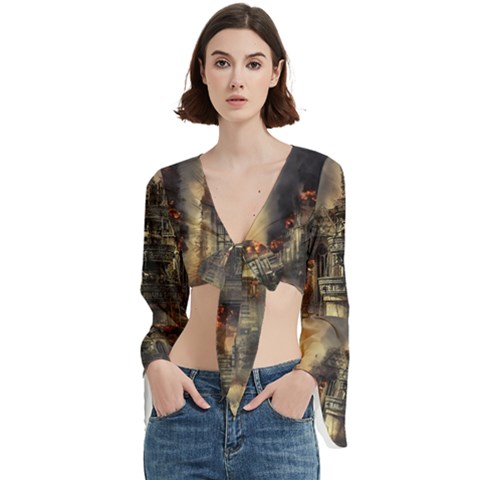 Braunschweig City Lower Saxony Trumpet Sleeve Cropped Top by Cemarart