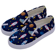 Big Set Cute Astronauts Space Planets Stars Aliens Rockets Ufo Constellations Satellite Moon Rover Kids  Canvas Slip Ons by Cemarart