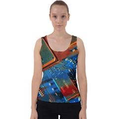 Gray Circuit Board Electronics Electronic Components Microprocessor Velvet Tank Top by Cemarart
