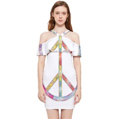 Flourish Decorative Peace Sign Shoulder Frill Bodycon Summer Dress by Cemarart