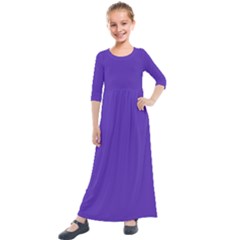 Ultra Violet Purple Kids  Quarter Sleeve Maxi Dress by bruzer