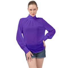 Ultra Violet Purple High Neck Long Sleeve Chiffon Top